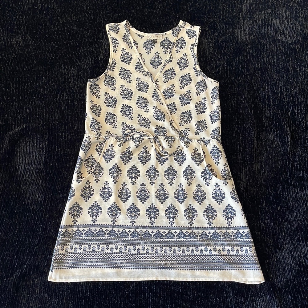 Cream and Navy Summer Mini Dress